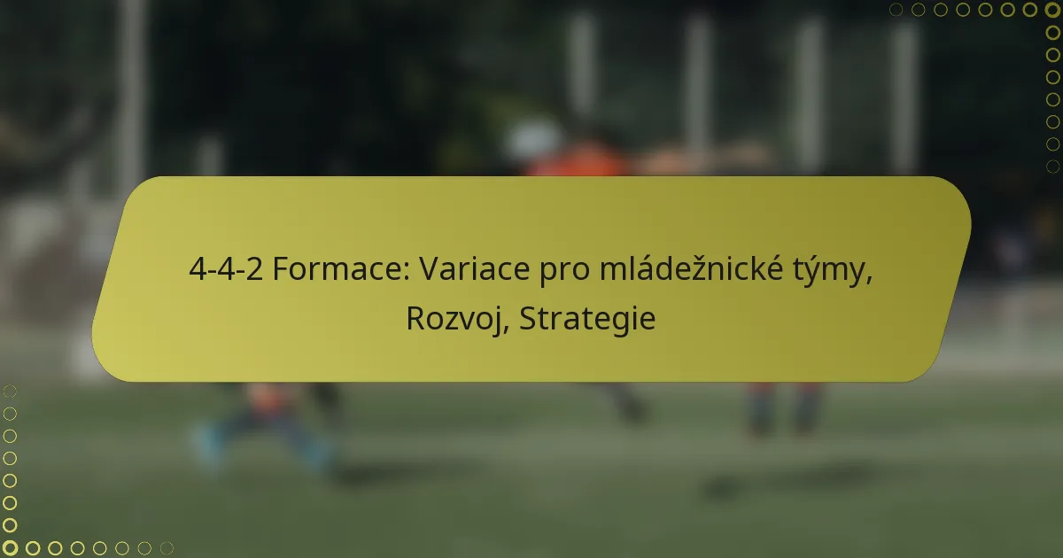 4-4-2 Formace: Variace pro mládežnické týmy, Rozvoj, Strategie